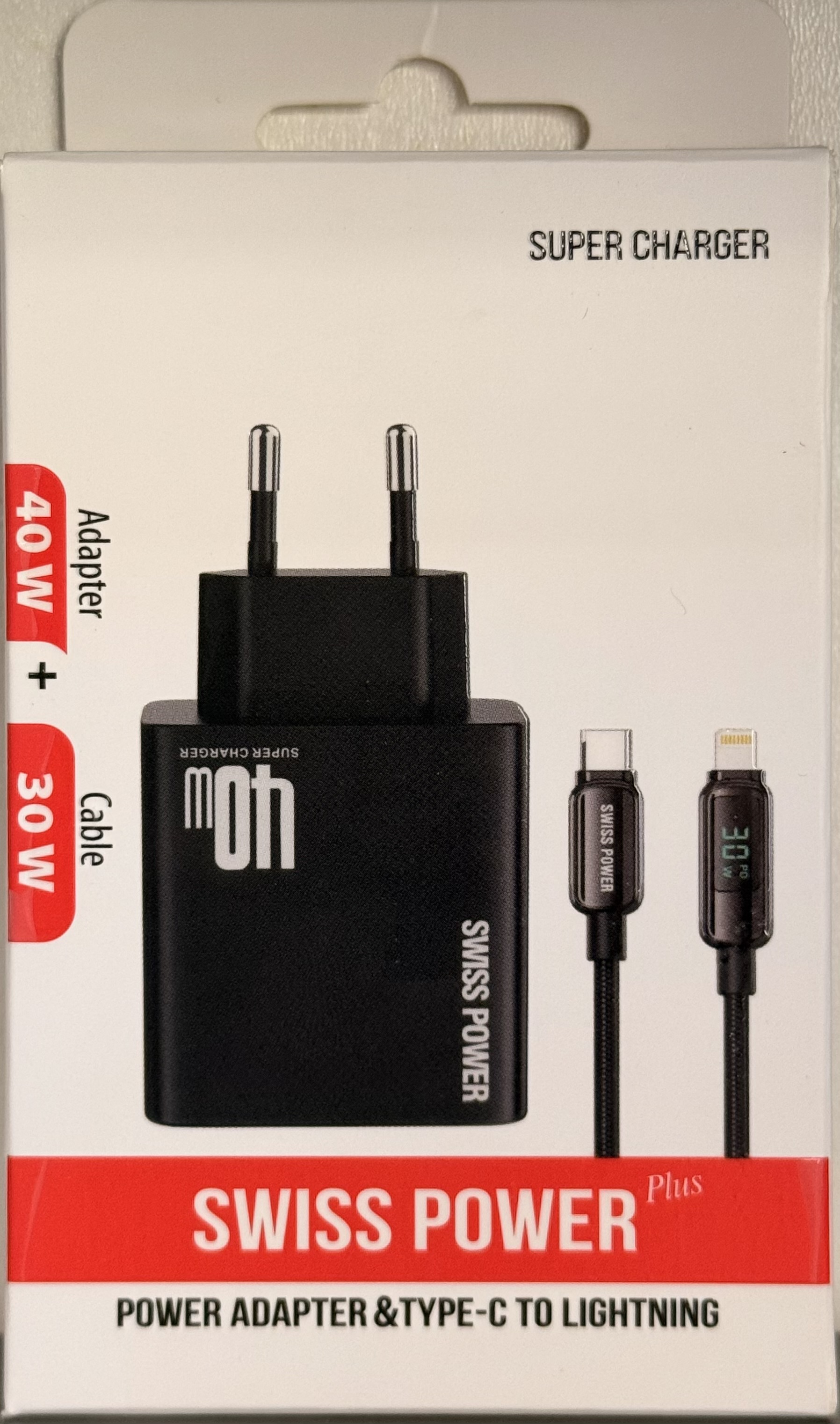 Swiss Power 40W Adaptör 30W Hızlı Şarj Kablosu Seti