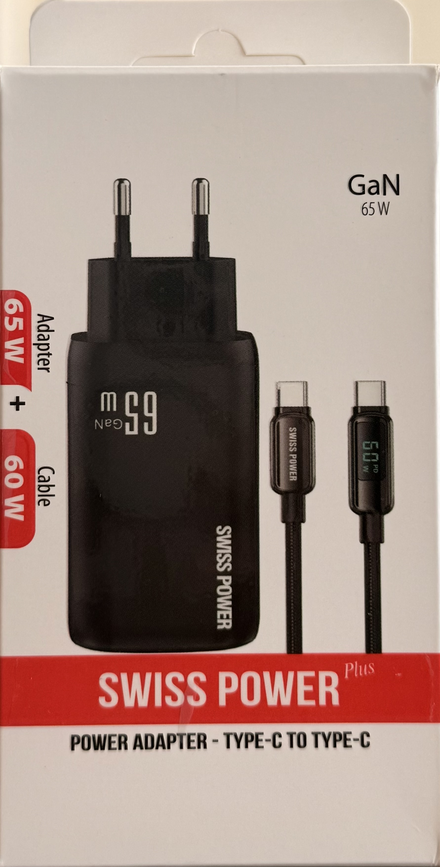 Swiss Power 65W Adaptör 60W Hızlı Şarj Kablosu Seti